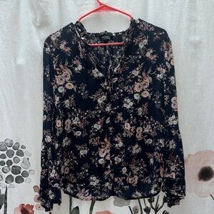 Lucky Brand Navy Floral Blouse